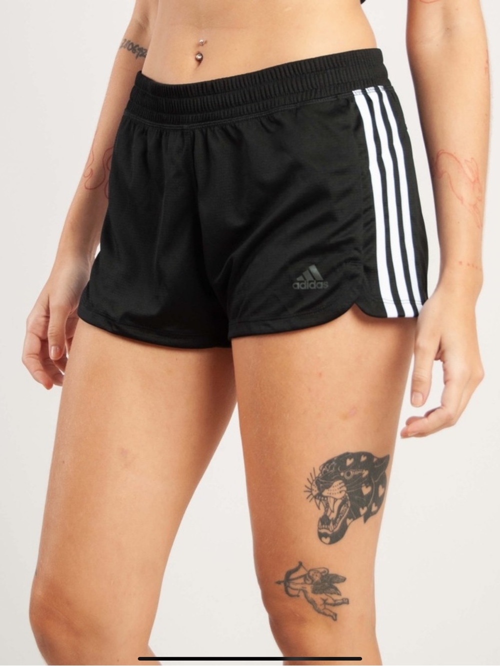adidas Black Athletic Shorts with White 3-Stripe Detail